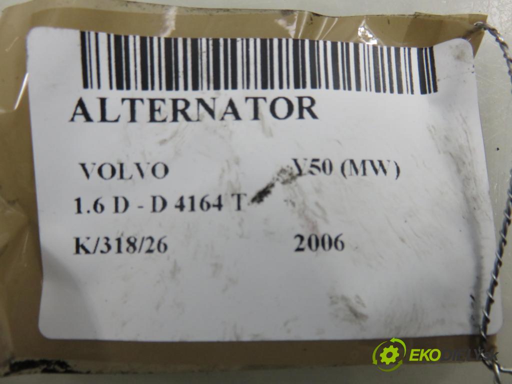 VOLVO V50 (MW) KOMBI 2006 80,00 1.6 D - 109  D 4164 T 1560,00 Alternátor 0210802590 (Alternátor)
