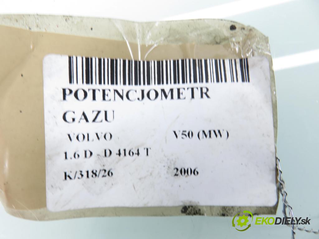 VOLVO V50 (MW) KOMBI 2006 80,00 1.6 D - 109  D 4164 T 1560,00 potenciometr plynového pedálu 4M519F836AH ; 6VP00864101 (Potenciometr plynového pedálu)