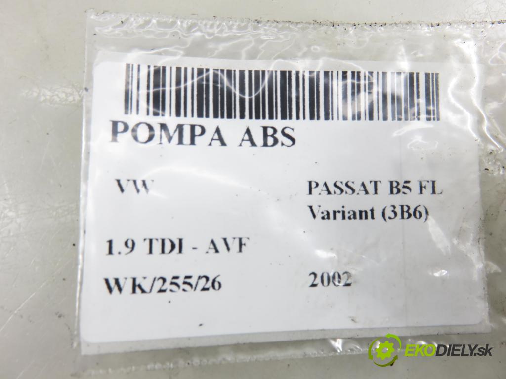 VW PASSAT B5.5 Variant (3B6) KOMBI 2002 96,00 1.9 TDI PD 130 - AVF 1896,00 pumpa ABS 0265950055 ; 4B0614517G ; 0265225124 (Pumpa ABS)