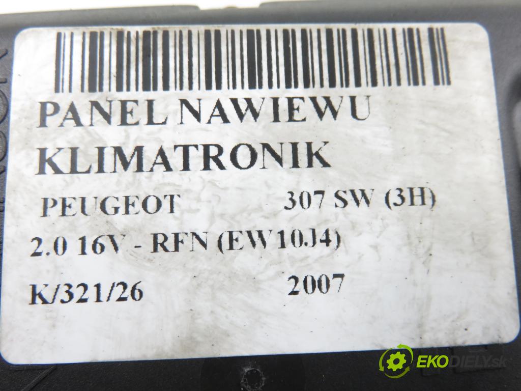 PEUGEOT 307 SW (3H) KOMBI 2007 103,00 2.0 16V - RFN (EW10J4) 1997,00 Panel kúrenia KLIMATRONIK 9646627977