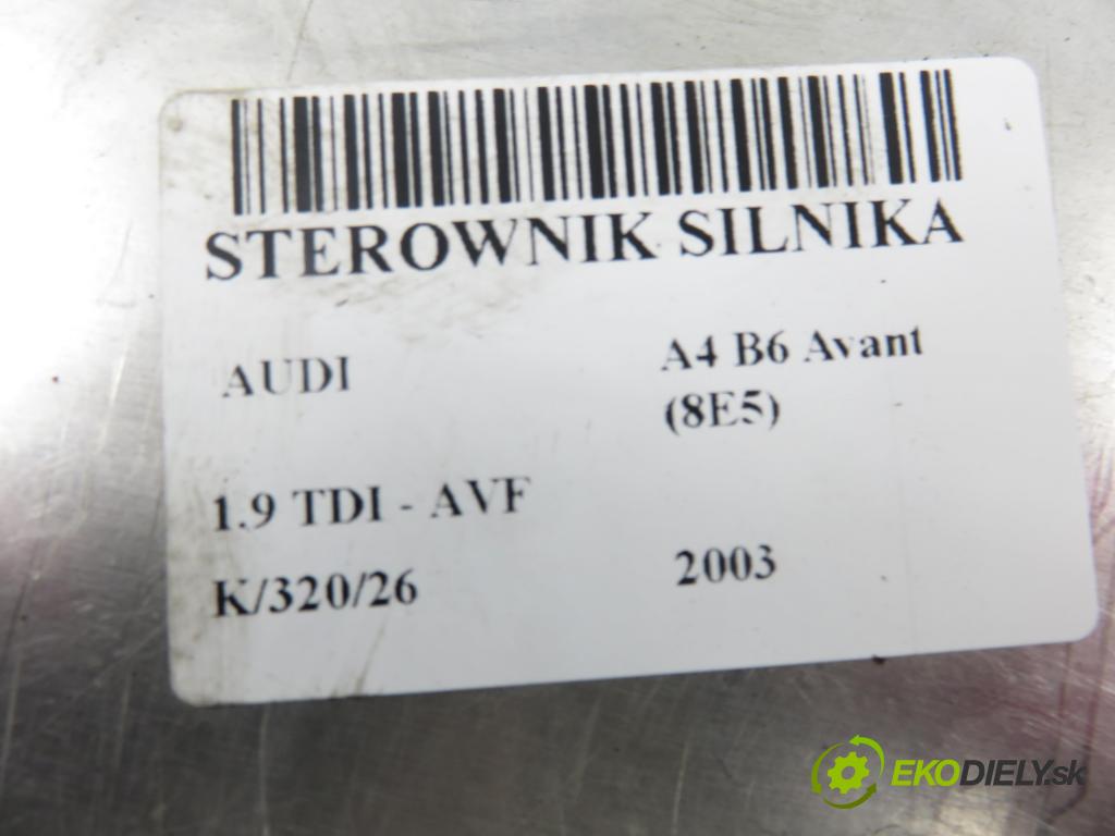 AUDI A4 Avant (8E5, B6) KOMBI 2003 96,00 1.9 TDI PD 130 - AVF 1896,00 Riadiaca jednotka Motor 038906019LJ ; 0281011222