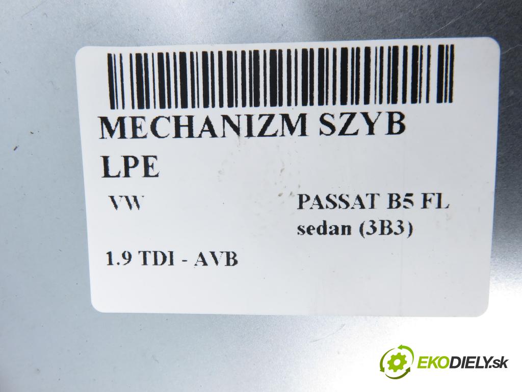 VW PASSAT B5.5 (3B3) SEDAN 2001 74,00 1.9 TDI PD 101 - AVB 1896,00 mechanismus oken 105404301