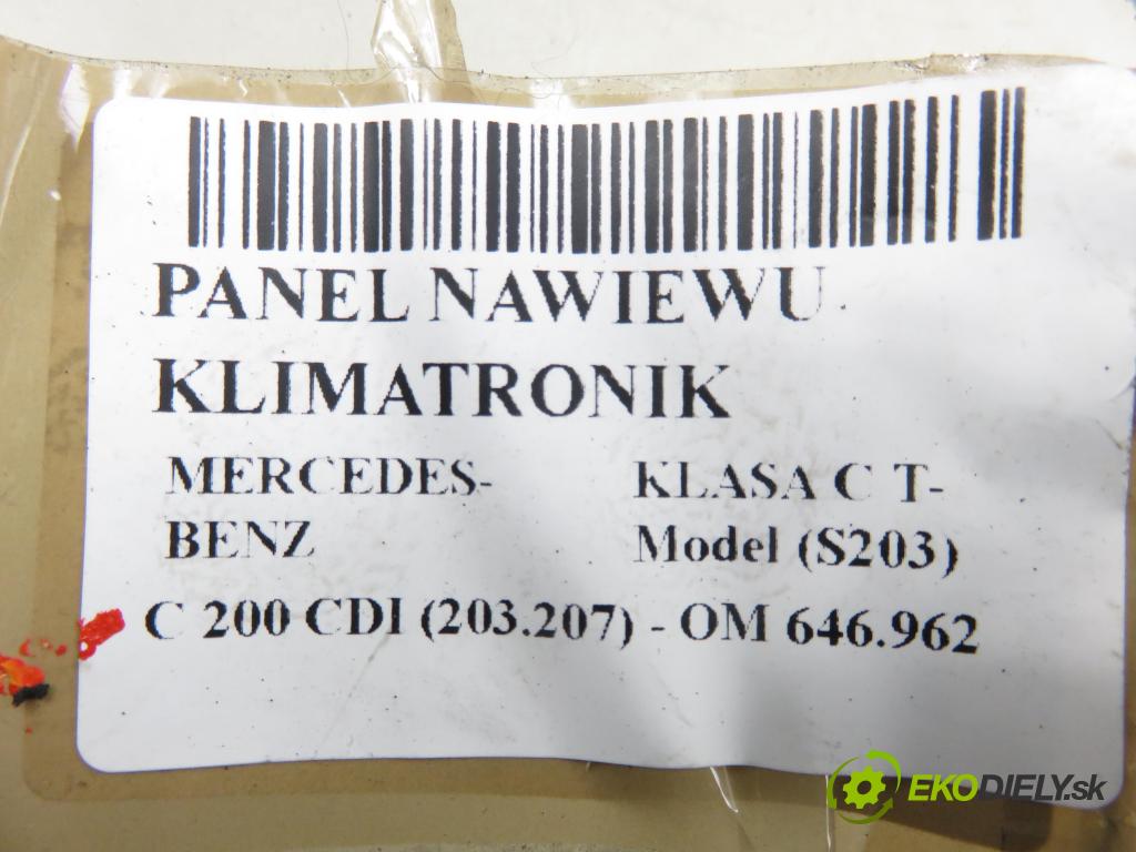 MERCEDES-BENZ KLASA C T-Model (S203) KOMBI 2005 90,00 C 200 CDI (203.207) 122 - OM 646.962 2148,00 Panel kúrenia KLIMATRONIK A2038303485 ; F011500039