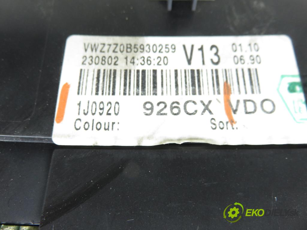 VW GOLF IV (1J1) HB 2001 66,00 1.9 TDI 90 - ALH 1896,00 Prístrojovka elektrický 1J0920926CX