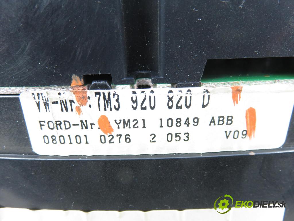 VW SHARAN (7M8, 7M9, 7M6) HB 2002 85,00 1.9 TDI PD 115 - AUY 1896,00 Prístrojovka elektrický 7M3920820D ; YM210849ABB