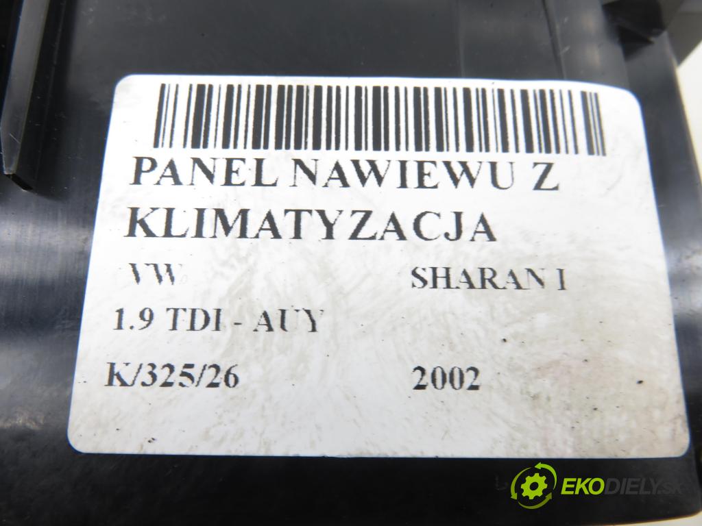 VW SHARAN (7M8, 7M9, 7M6) HB 2002 85,00 1.9 TDI PD 115 - AUY 1896,00 Panel topení KLIMATIZACE: 7M3907049A ; YM2119980AB
