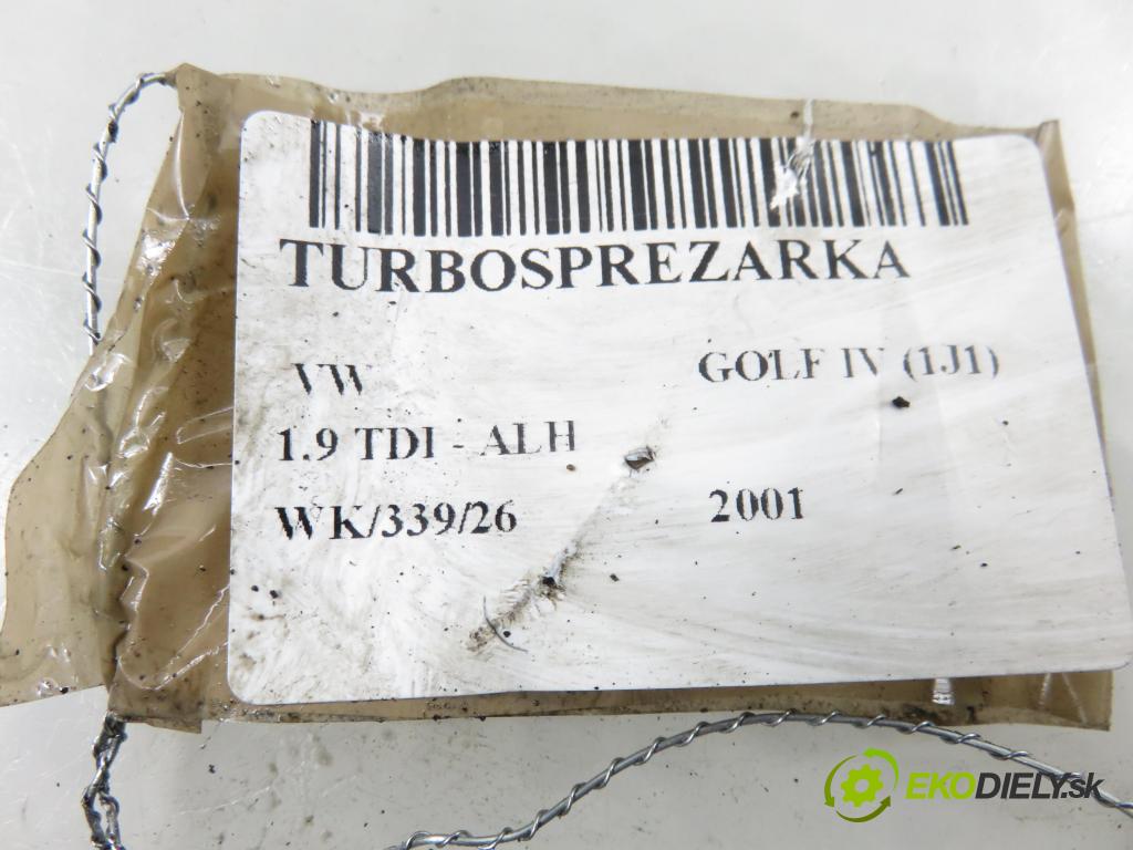 VW GOLF IV (1J1) HB 2001 66,00 1.9 TDI 90 - ALH 1896,00 RYCHLONABÍJEČKA: 028145702F (Kompletní turbodmychadlo)