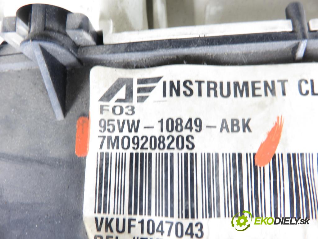 VW SHARAN (7M8, 7M9, 7M6) HB 1999 81,00 1.9 TDI 110 - AFN 1896,00 Prístrojovka elektrický 7M0920820S ; 95VW10849ABK