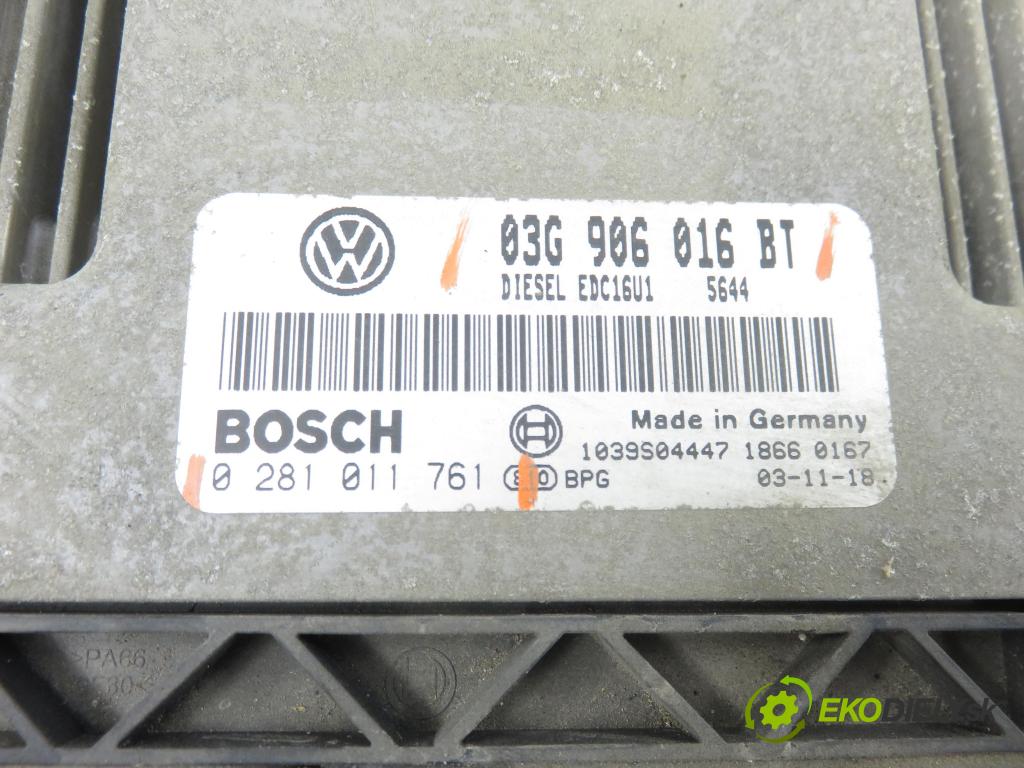VW TOURAN (1T1, 1T2) MINIVAN 2004 74,00 1.9 TDI PD 100 - AVQ 1896,00 Riadiaca jednotka Motor 03G906016BT ; 0281011761