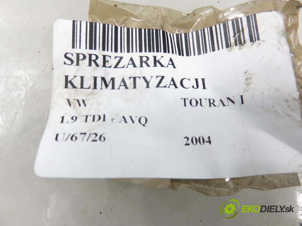 VW TOURAN (1T1, 1T2) MINIVAN 2004 74,00 1.9 TDI PD 100 - AVQ 1896,00 KOMPRESOR: klimatizace 1K0820803G (Kompresor klimatizace)
