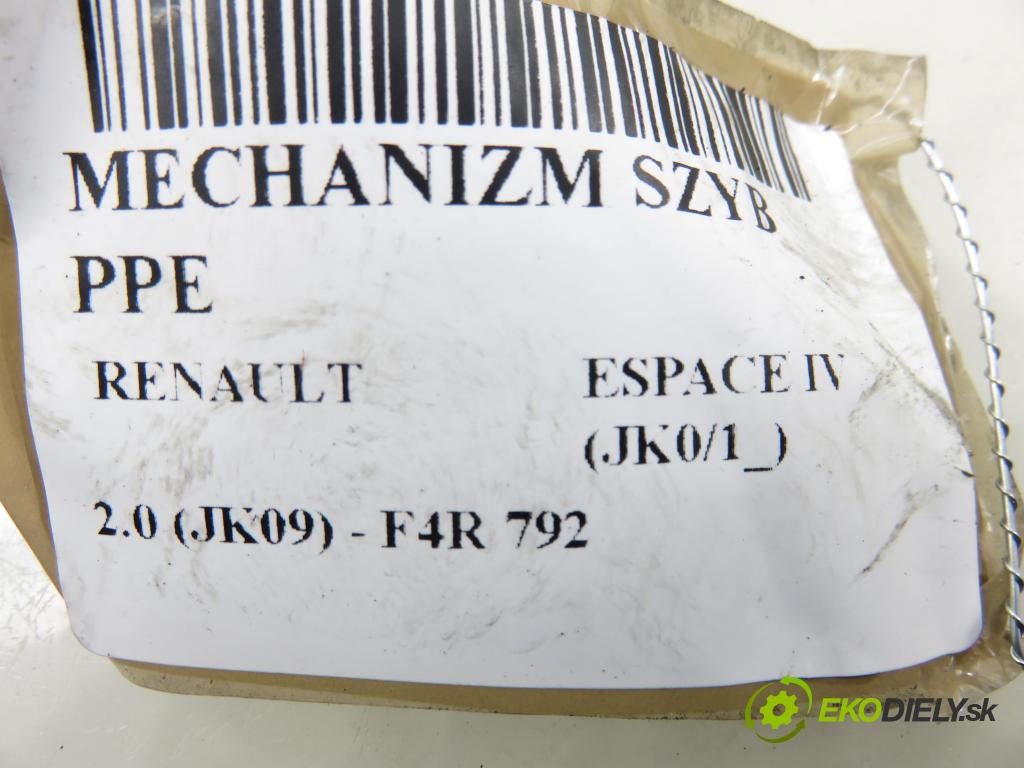 RENAULT ESPACE IV (JK0/1_) MINIVAN 2007 100,00 2.0 (JK09) - F4R 792 1998,00 mechanismus oken PPE 116096