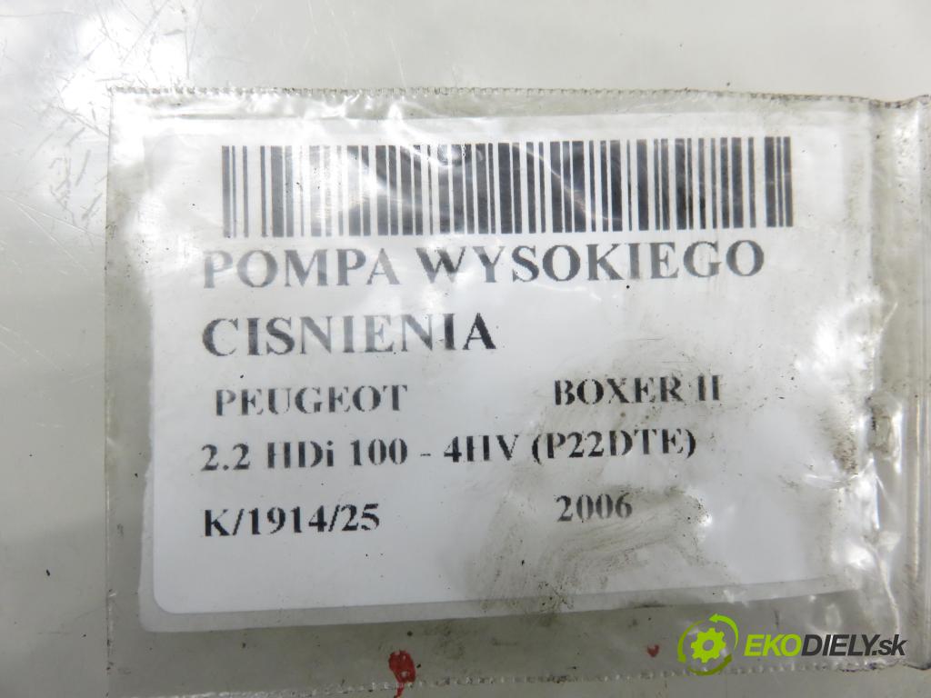 PEUGEOT BOXER Skrzynia FURGON 2006 74,00 2.2 HDi 100 - 4HV (P22DTE) 2198,00 pumpa vysokého TLAK: HU2940000400 ; 6C1Q9B395AB