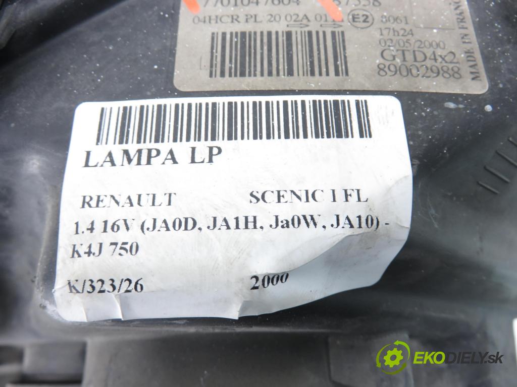 RENAULT SCENIC I (JA0/1_) MINIVAN 2000 70,00 1.4 16V 95 -  K4J 750 1390,00 světlo LP 7700432098 ; 7701047604