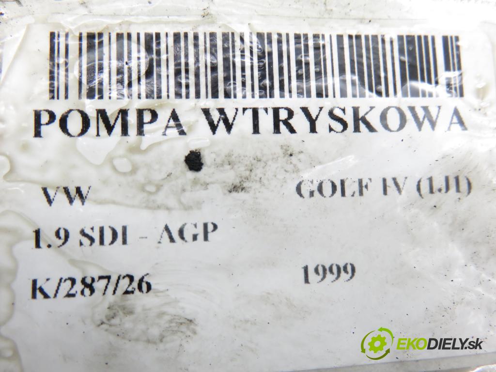 VW GOLF IV (1J1) HB 1999 50,00 1.9 SDI - AGP 1896,00 Pumpa vstrekovacia 038130107B ; 0460404972 (Vstrekovacie čerpadlo)
