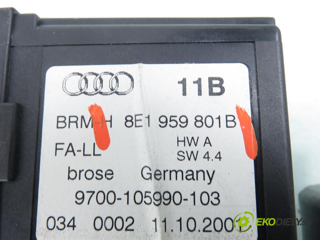AUDI A4 (8E2, B6) SEDAN 2001 96,00 1.9 TDI PD 130 - AWX 1896,00 Mechanizmus okien 8E1959801B ; 5WK47002BBF