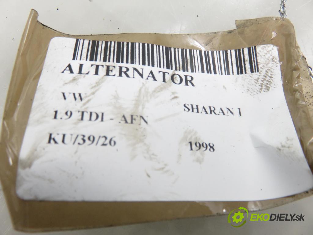 VW SHARAN (7M8, 7M9, 7M6) MINIVAN 1998 81,00 1.9 TDI 110 - AFN 1896,00 Alternátor 045903023A ; 0124515022 (Alternátor)