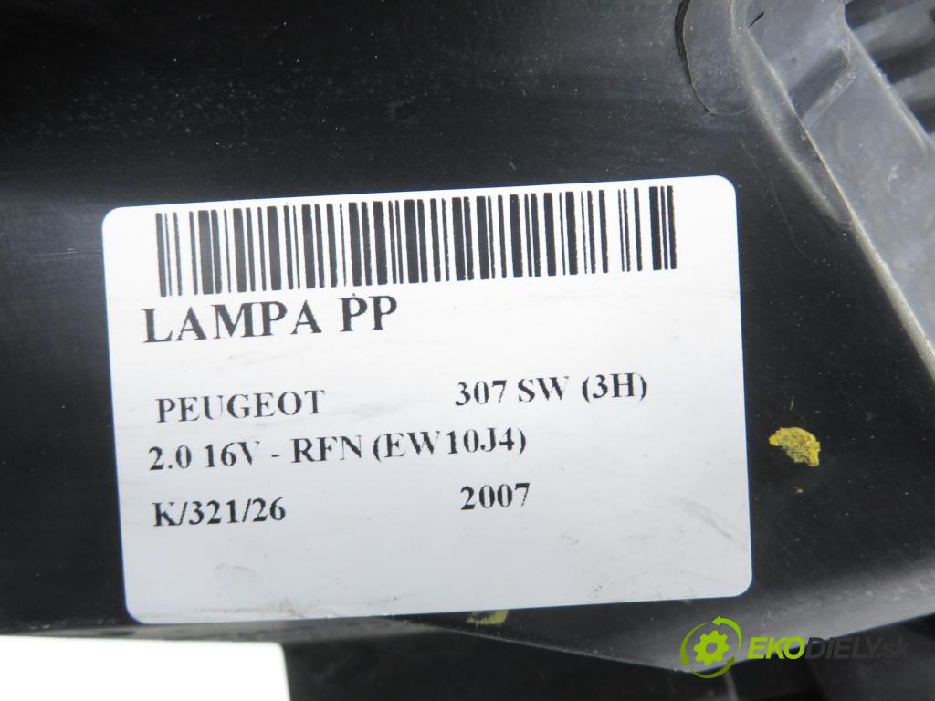 PEUGEOT 307 SW (3H) KOMBI 2007 103,00 2.0 16V - RFN (EW10J4) 1997,00 Svetlo PP 9681832280
