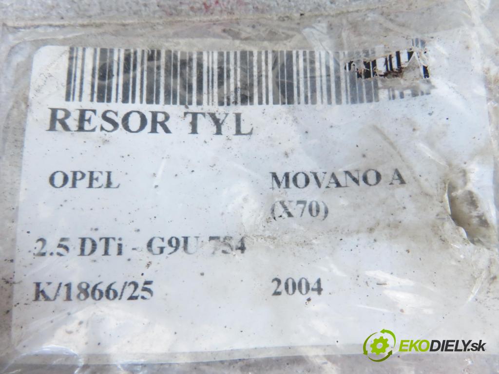OPEL MOVANO Platforma / podwoyie (X70) FURGON 2004 0,00 2.5 DTi - G9U 754 2464,00 Listové pero zadné
