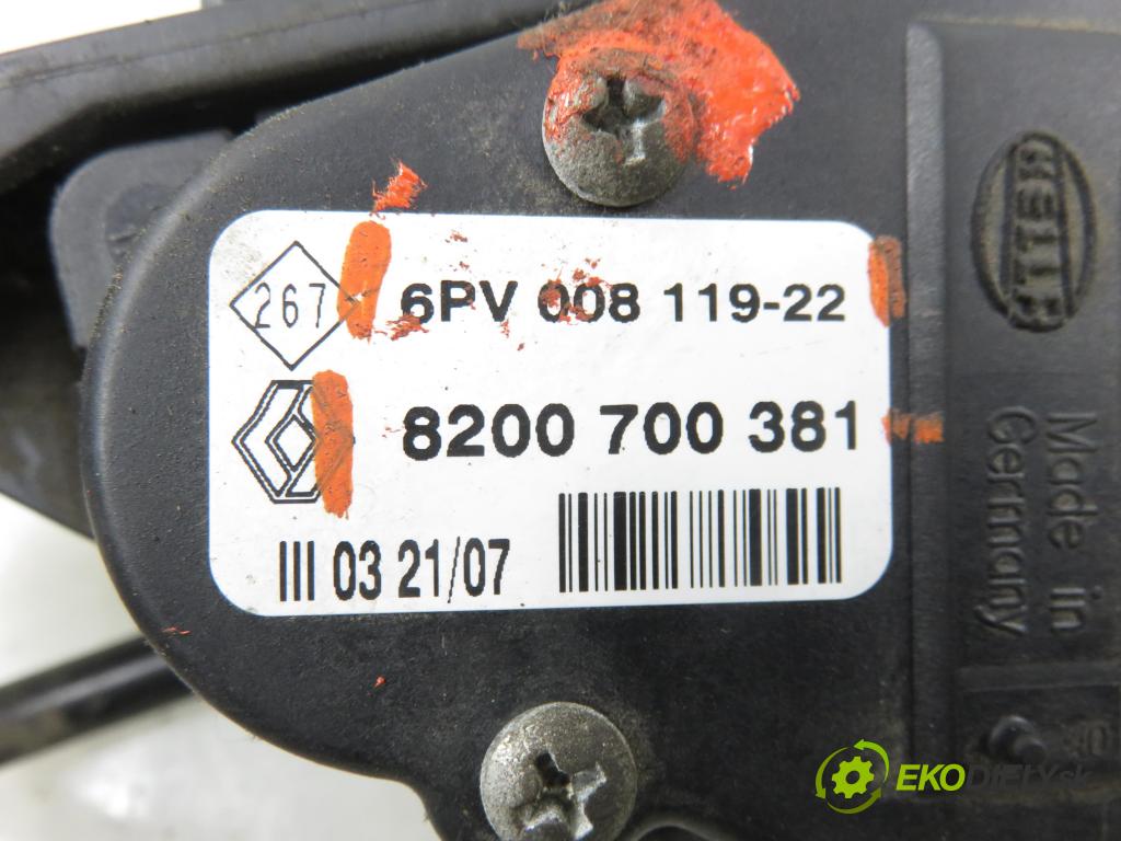 RENAULT ESPACE IV (JK0/1_) MINIVAN 2007 100,00 2.0 (JK09) - F4R 792 1998,00 potenciometr plynového pedálu 8200700381 ; 6PV00811922 (Potenciometr plynového pedálu)