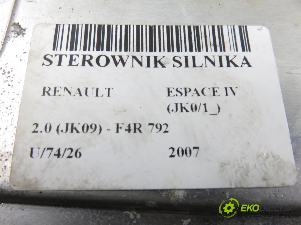 RENAULT ESPACE IV (JK0/1_) MINIVAN 2007 100,00 2.0 (JK09) - F4R 792 1998,00 Riadiaca jednotka Motor 8200444586 ; 8200444583