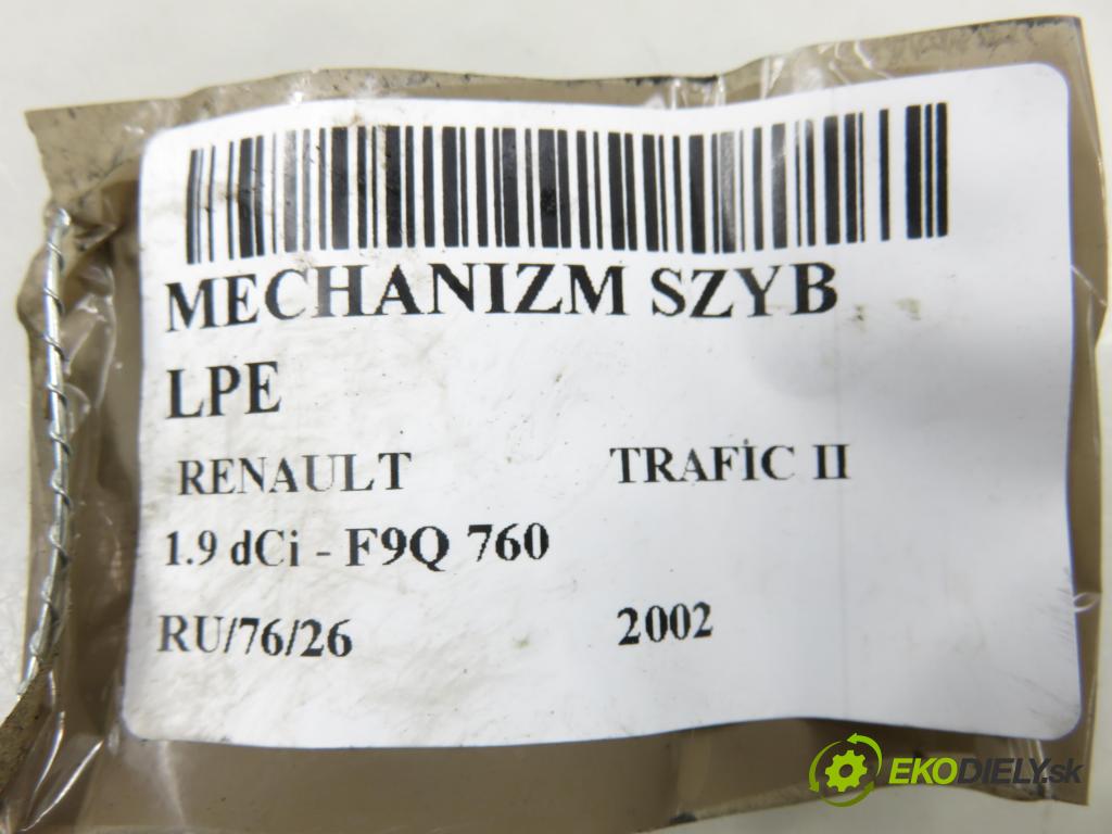 RENAULT TRAFIC II Skrzynia (FL) FURGON 2002 74,00 1.9 dCi - F9Q 760 1870,00 Mechanizmus okien 7700311820 ; 91165704