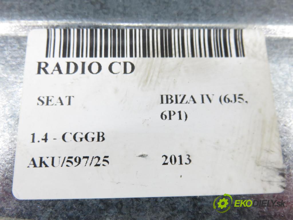 SEAT IBIZA IV (6J5, 6P1) HB 2013 63,00 1.4 - CGGB 1390,00 RADIO CD 6J2035153G