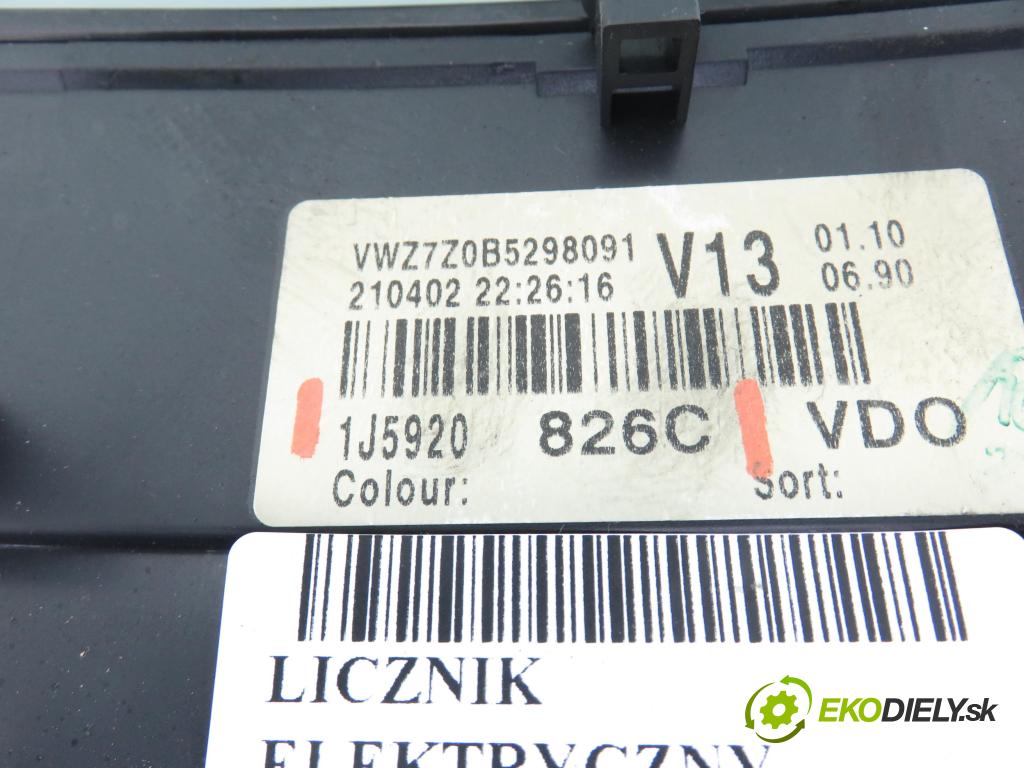 VW GOLF IV Variant (1J5) KOMBI 2002 96,00 1.9 TDI - ASZ 1896,00 Prístrojovka elektrický 1J5920826C