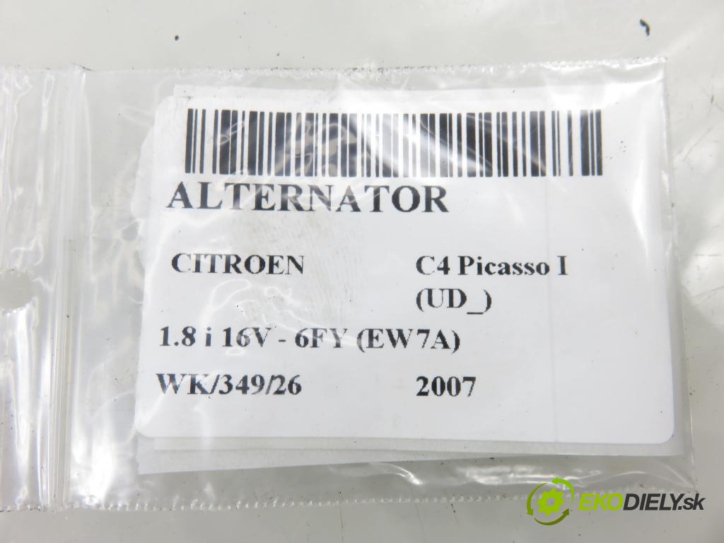 CITROEN C4 Picasso I (UD_) MINIVAN 2007 92,00 1.8 i 16V - 6FY (EW7A) 1749,00 Alternátor 9649846880 (Alternátor)