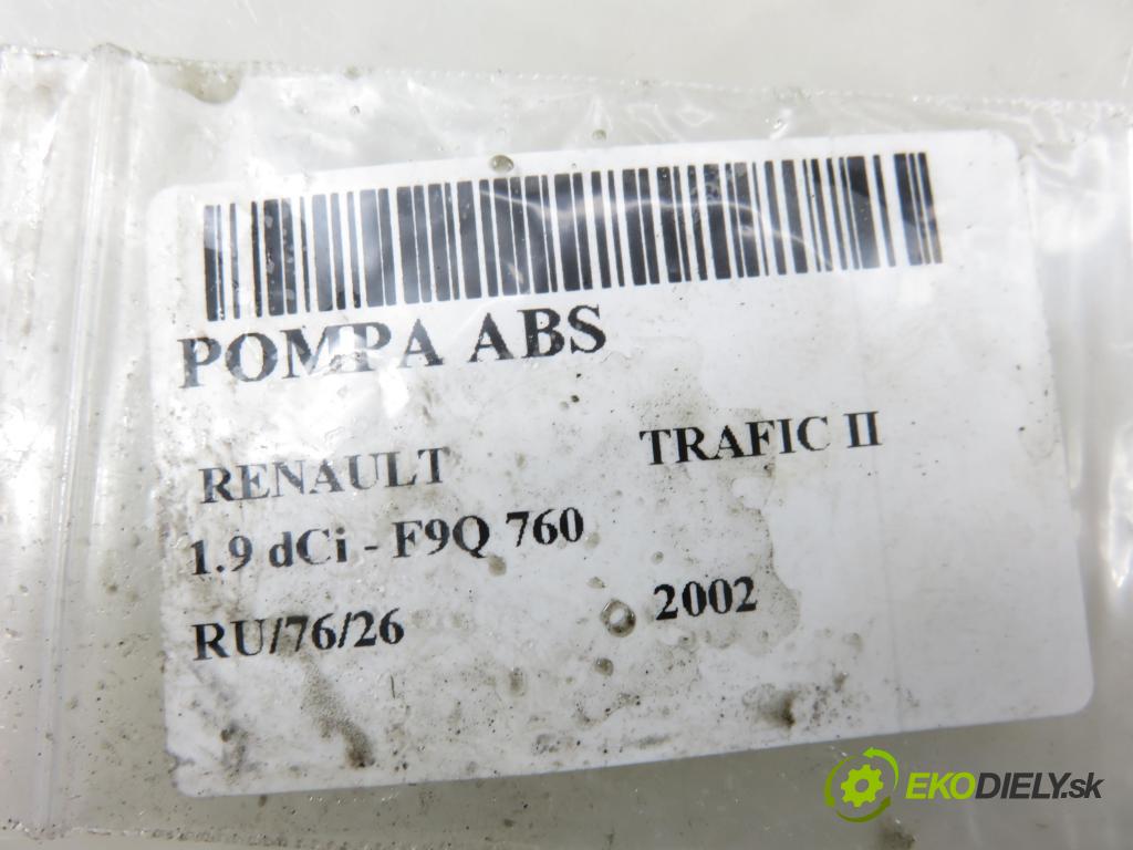 RENAULT TRAFIC II Skrzynia (FL) FURGON 2002 74,00 1.9 dCi - F9Q 760 1870,00 Pumpa ABS 13509005 ; 13664105 (Pumpa ABS)