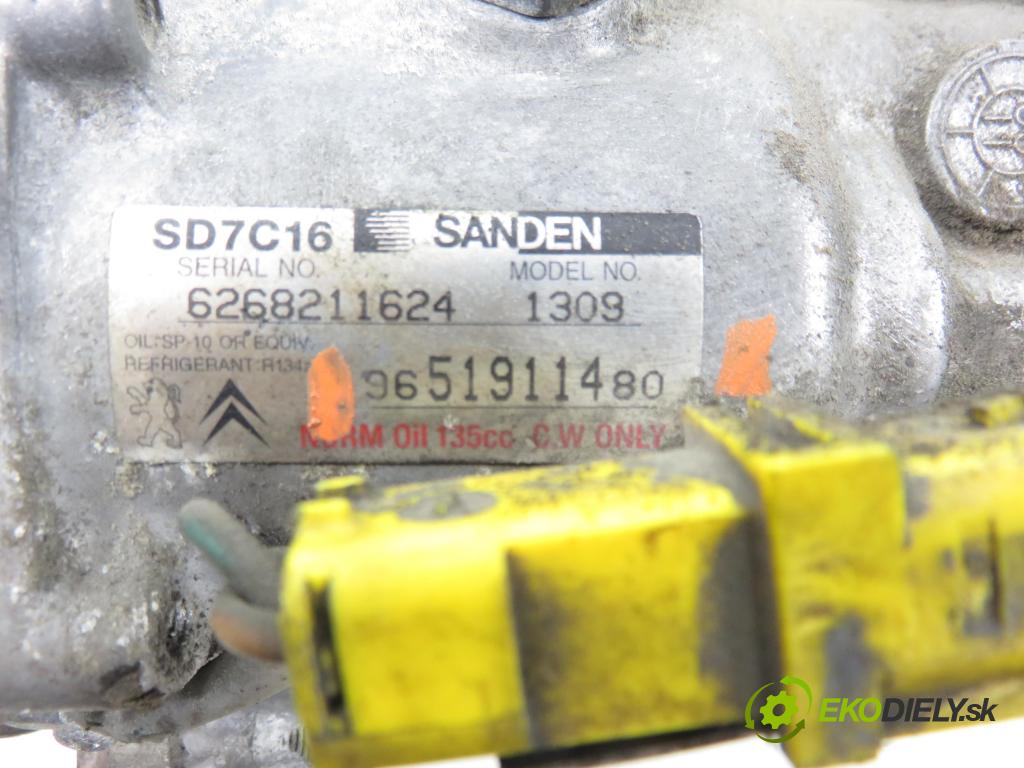 CITROEN C4 Picasso I (UD_) MINIVAN 2007 92,00 1.8 i 16V - 6FY (EW7A) 1749,00 KOMPRESOR: klimatizácie 9651911480 (Kompresor klimatizácie)