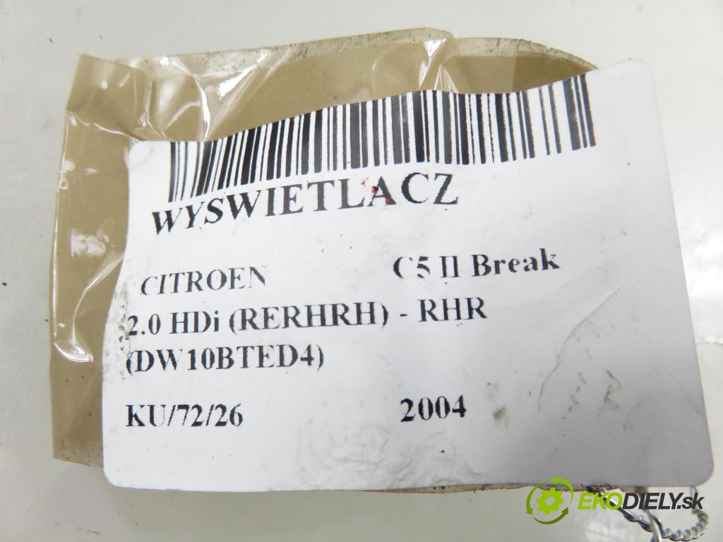 CITROEN C5 II Break (RE_) KOMBI 2004 100,00 2.0 HDi 136 1997,00 ZOBRAZIT: 9657882880