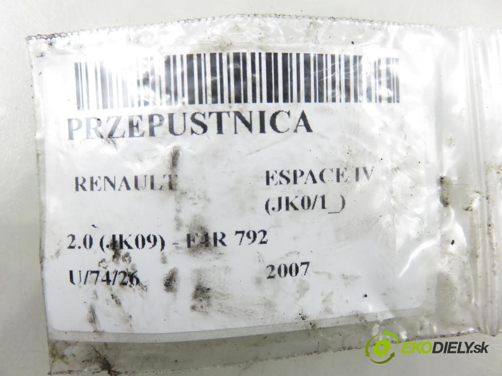 RENAULT ESPACE IV (JK0/1_) MINIVAN 2007 100,00 2.0 (JK09) - F4R 792 1998,00 škrtíci klapka 8200063652 ; 8200123061 ; 408239822001 (Škrticí klapka)