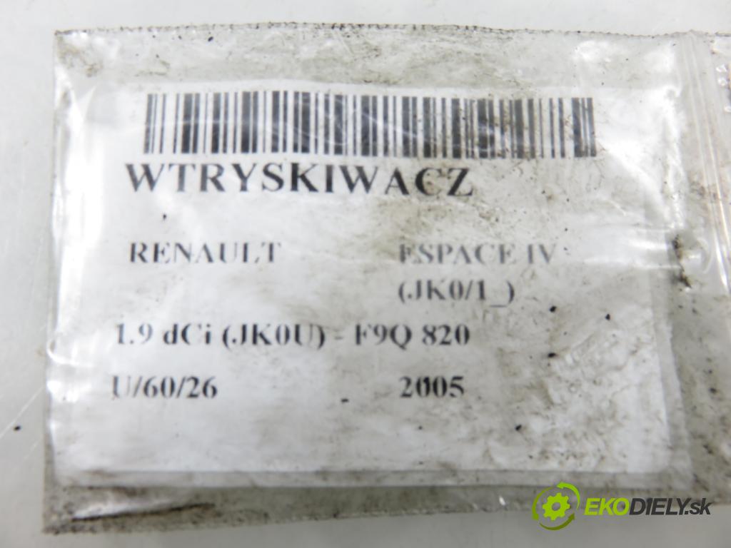 RENAULT ESPACE IV (JK0/1_) MINIVAN 2005 85,00 1.9 dCi 116 - F9Q 820 1870,00 vstrekovač 8200100272 ; 0445110110B (Vstrekovač paliva)