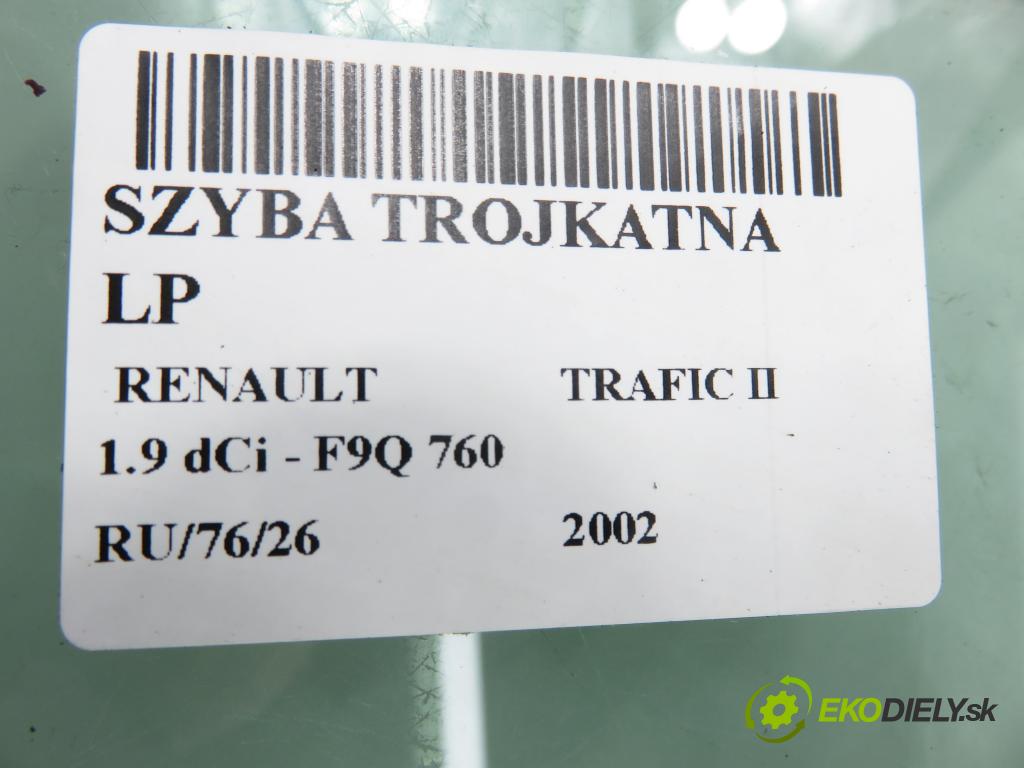 RENAULT TRAFIC II Skrzynia (FL) FURGON 2002 74,00 1.9 dCi - F9Q 760 1870,00 okno TROJÚHELNÍK LP