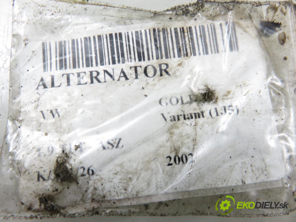 VW GOLF IV Variant (1J5) KOMBI 2002 96,00 1.9 TDI - ASZ 1896,00 Alternátor 038903023L ; 0124325001 (Alternátor)