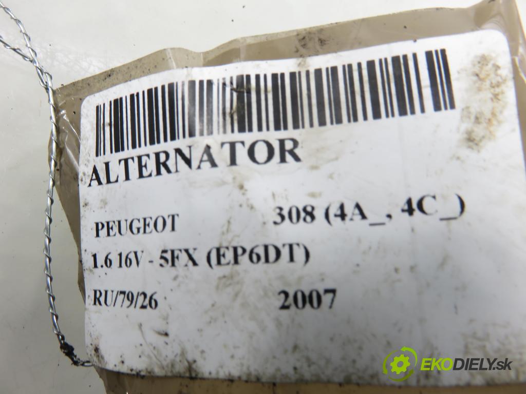 PEUGEOT 308 (4A_, 4C_) HB 2007 110,00 1.6 THP 150 - 5FX (EP6DT) 1598,00 Alternátor A005TG0891ZEB ; V75350958005 (Alternátor)