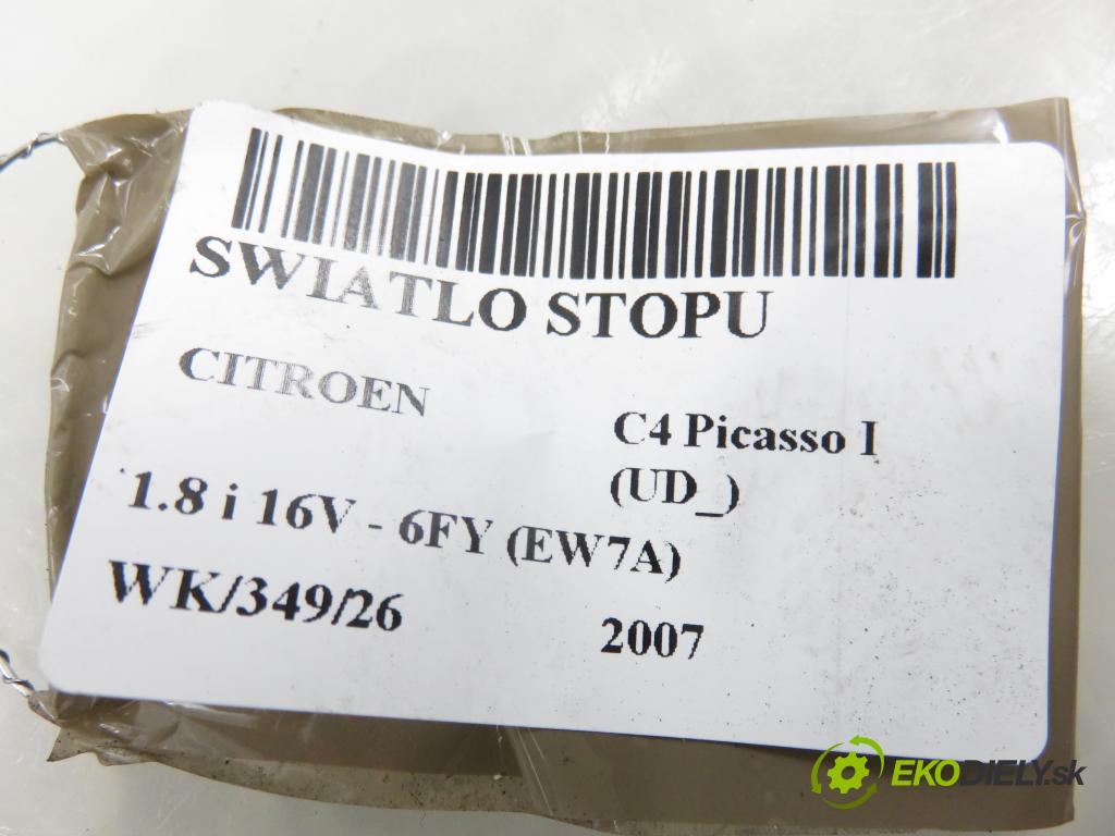 CITROEN C4 Picasso I (UD_) MINIVAN 2007 92,00 1.8 i 16V - 6FY (EW7A) 1749,00 svetlo bŕzd 9654435580