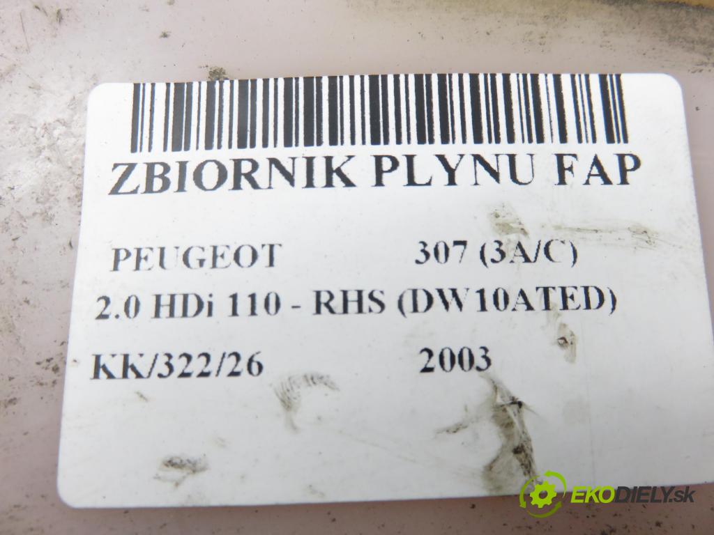 PEUGEOT 307 (3A/C) HB 2003 79,00 2.0 HDi 110 - RHS 1997,00 nádržka TEKUTINA: FAP 9640629480 ; 9639233780