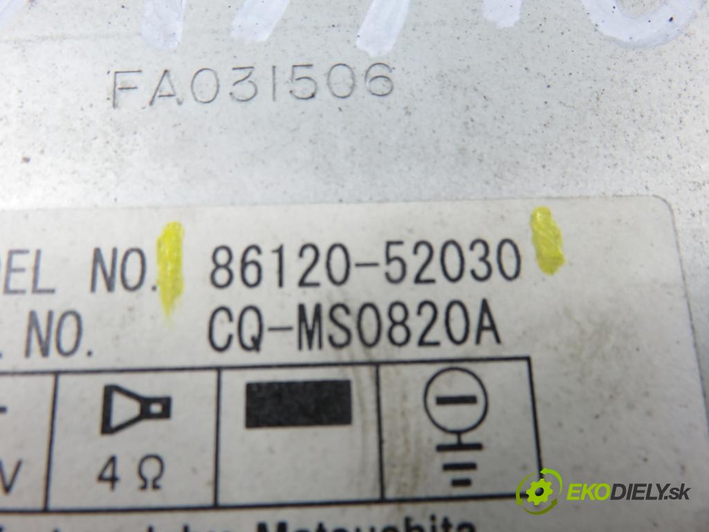 TOYOTA YARIS (_P1_) HB 1999 50,00 1.0 VVT- i 68 - 1SZ-FE 998,00 RADIO CD 8612052030