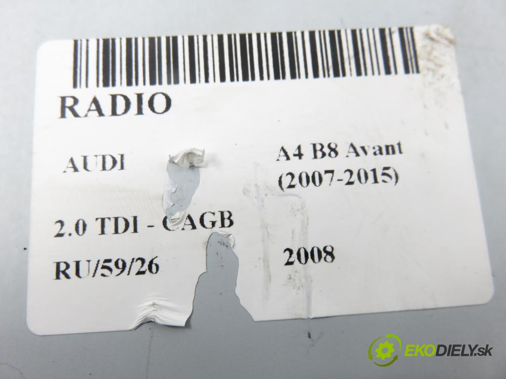 AUDI A4 Avant (8K5, B8) KOMBI 2008 100,00 2.0 TDI - CAGB 1968,00 TUNER RÁDIO: 4F0035541N ; 4E0910541T