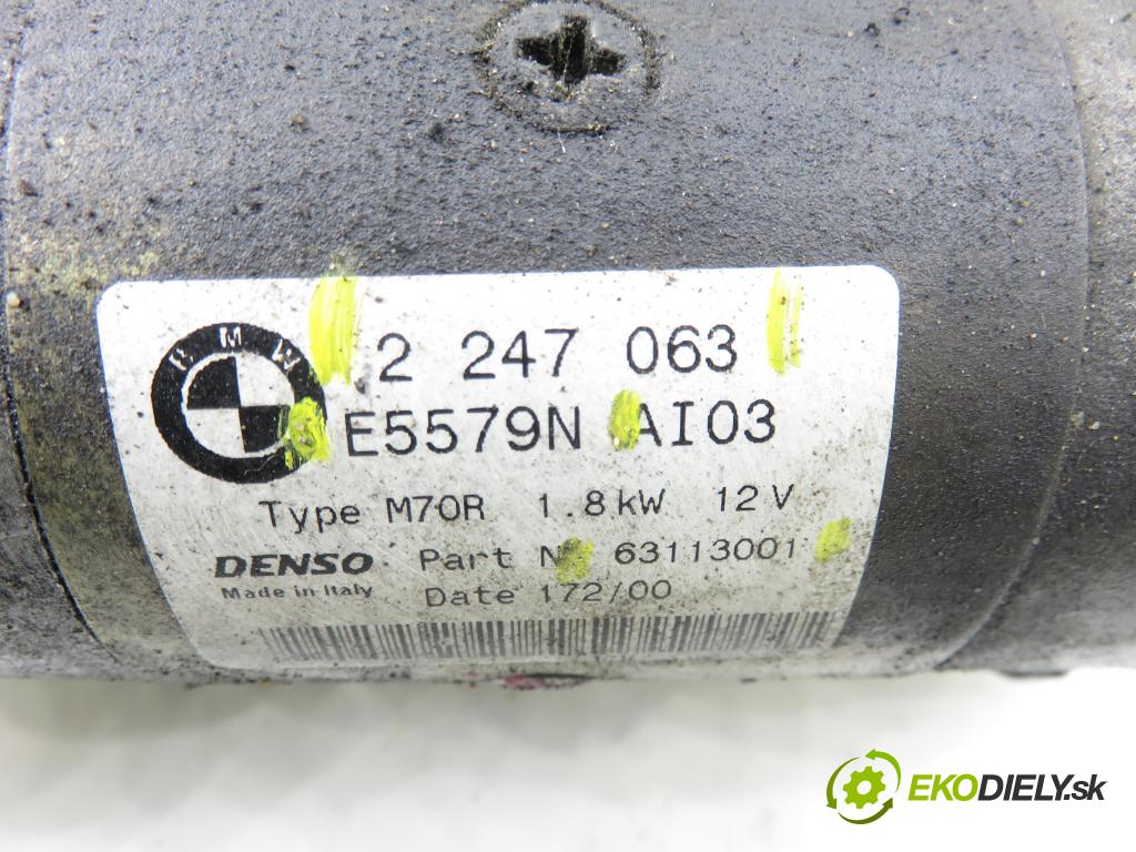 BMW 3 (E46) SEDAN 2001 100,00 320 d 136 - M47 D20 (204D1) 1951,00 Štartér 2247063 ; E5579N ; 63113001 (Štartér)