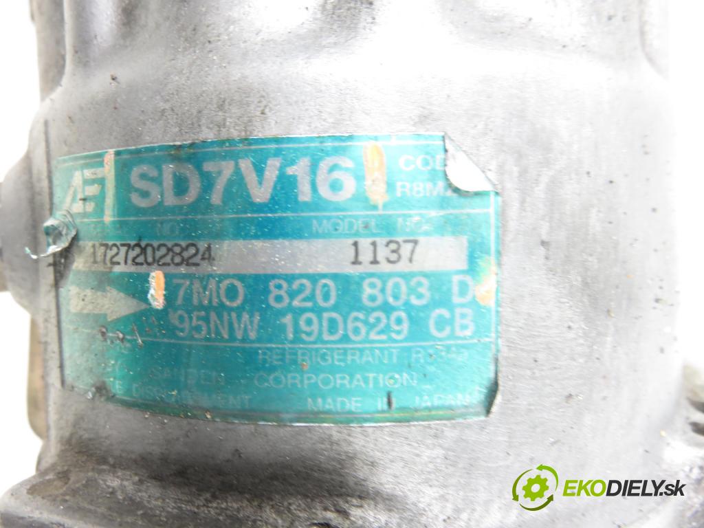 VW SHARAN (7M8, 7M9, 7M6) MINIVAN 1998 81,00 1.9 TDI 110 - AFN 1896,00 KOMPRESOR: klimatizácie 7M0820803D ; SD7V16 (Kompresor klimatizácie)