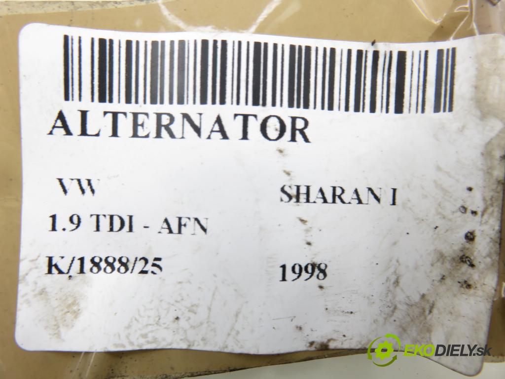 VW SHARAN (7M8, 7M9, 7M6) MINIVAN 1998 81,00 1.9 TDI 110 - AFN 1896,00 Alternátor 028903018BX (Alternátor)
