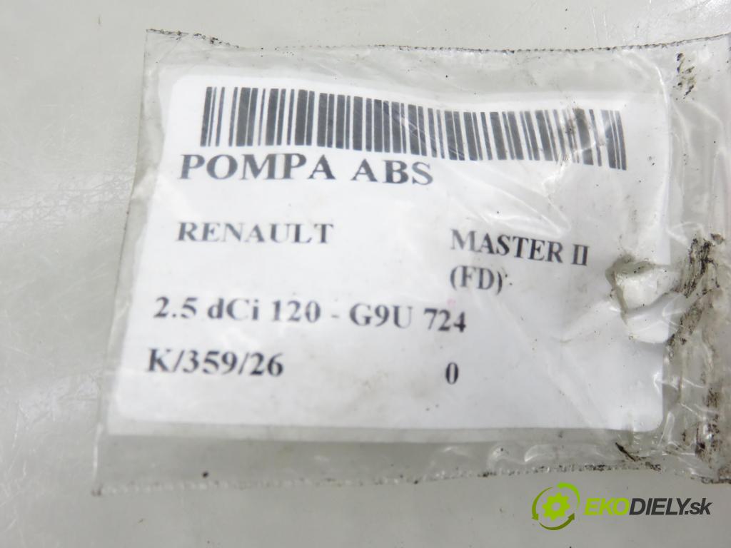 RENAULT MASTER II Skrzynia (FD) FURGON 2004 84,00 2.5 dCi 120 - G9U 724 2464,00 Pumpa ABS 13664106 ; 54084698D ; 8200196053 (Pumpa ABS)