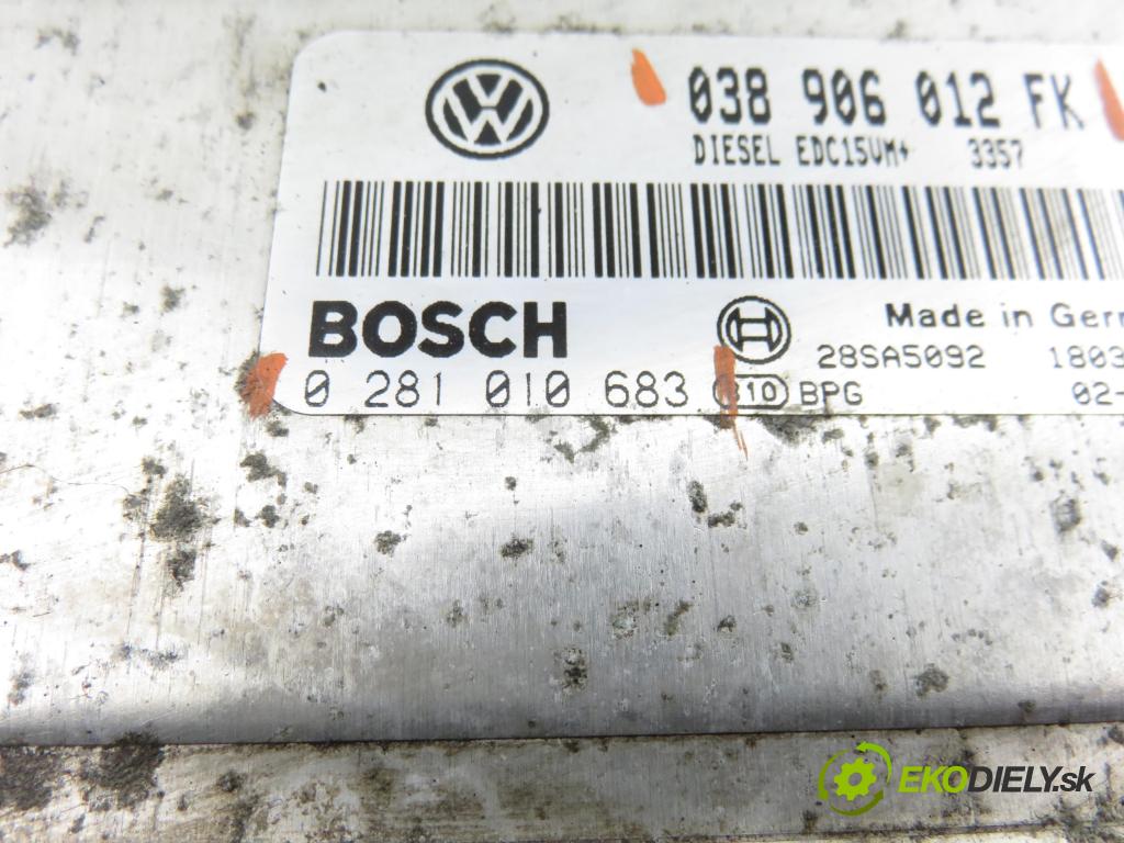 SEAT TOLEDO II (1M2) SEDAN 2003 81,00 1.9 TDI - ASV 1896,00 Riadiaca jednotka Motor 038906012FK ; 0281010683