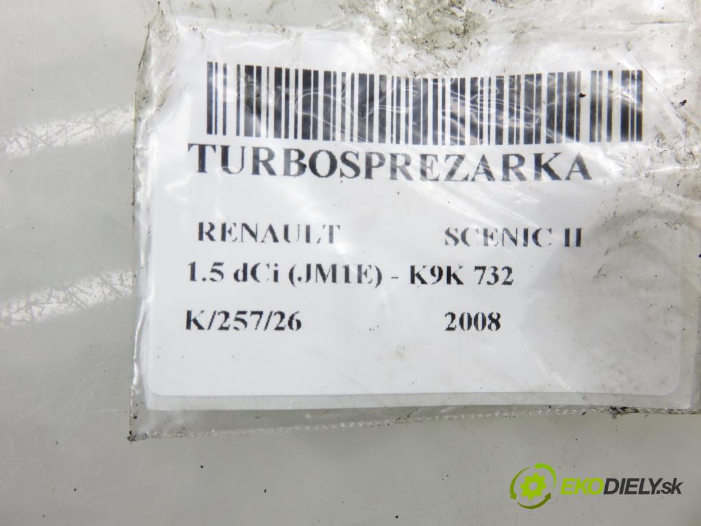 RENAULT SCENIC II (JM0/1_) MINIVAN 2008 78,00 1.5 dCi 106 - K9K 732 1461,00 RYCHLONABÍJEČKA: H82303720 ; 50118564 ; 625683H82303720 (Kompletní turbodmychadlo)