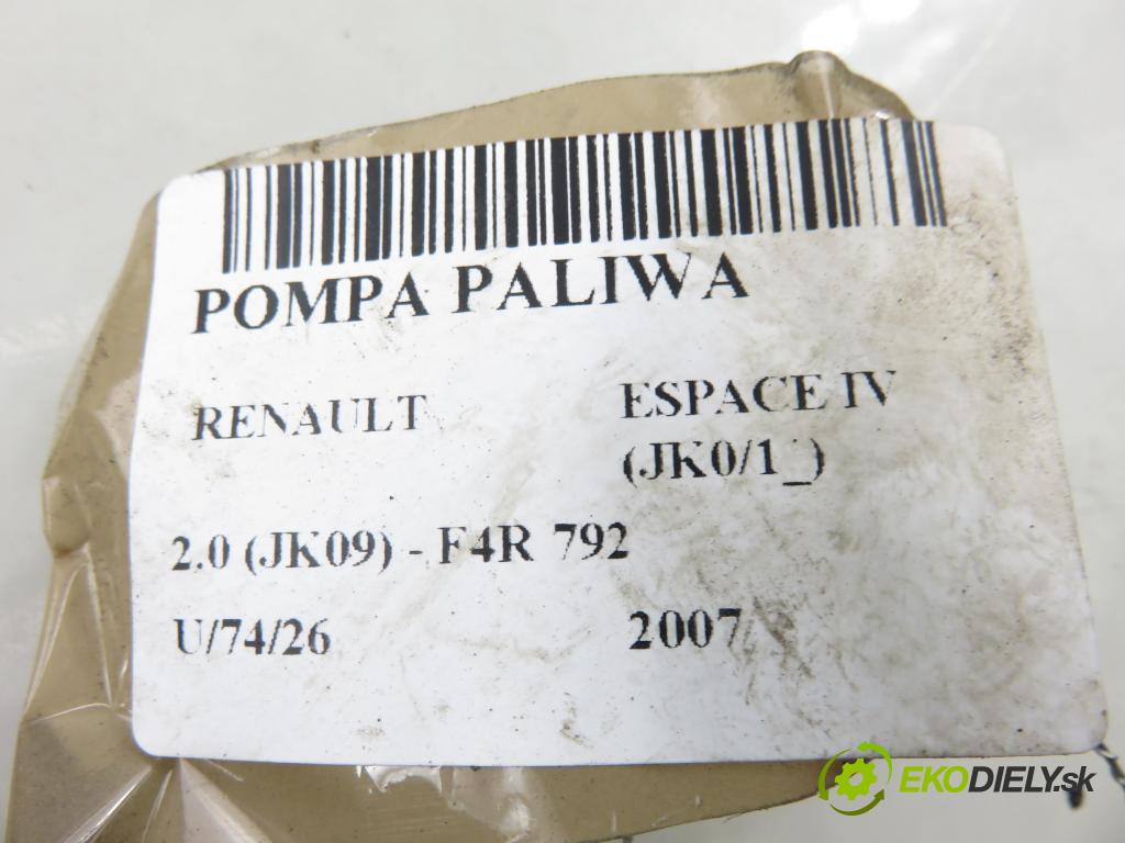 RENAULT ESPACE IV (JK0/1_) MINIVAN 2007 100,00 2.0 (JK09) - F4R 792 1998,00 pumpa paliva 8200760583