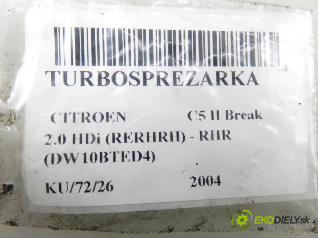 CITROEN C5 II Break (RE_) KOMBI 2004 100,00 2.0 HDi (RERHRH) - RHR (DW10BTED4) 1997,00 RYCHLONABÍJEČKA:  (Kompletní turbodmychadlo)