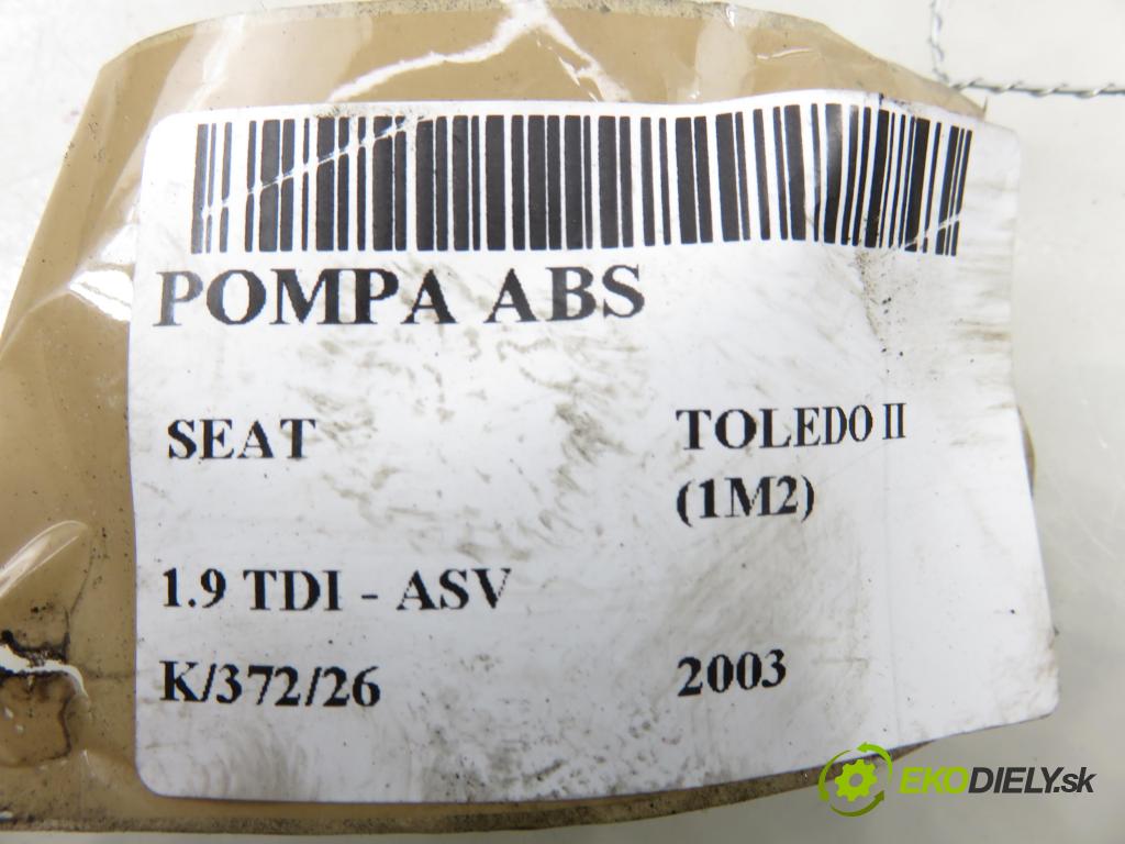 SEAT TOLEDO II (1M2) SEDAN 2003 81,00 1.9 TDI - ASV 1896,00 pumpa ABS 1C0907379L ; 10096003343 ; 1J0614117G (Pumpa ABS)