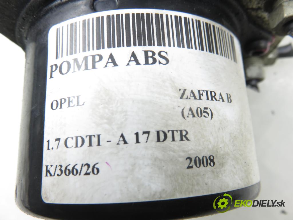 OPEL ZAFIRA B (A05) MINIVAN 2008 92,00 1.7 CDTI - A 17 DTR 1686,00 Pumpa ABS 10096005903 ; 10020602874 ; 13244860BJ (Pumpa ABS)